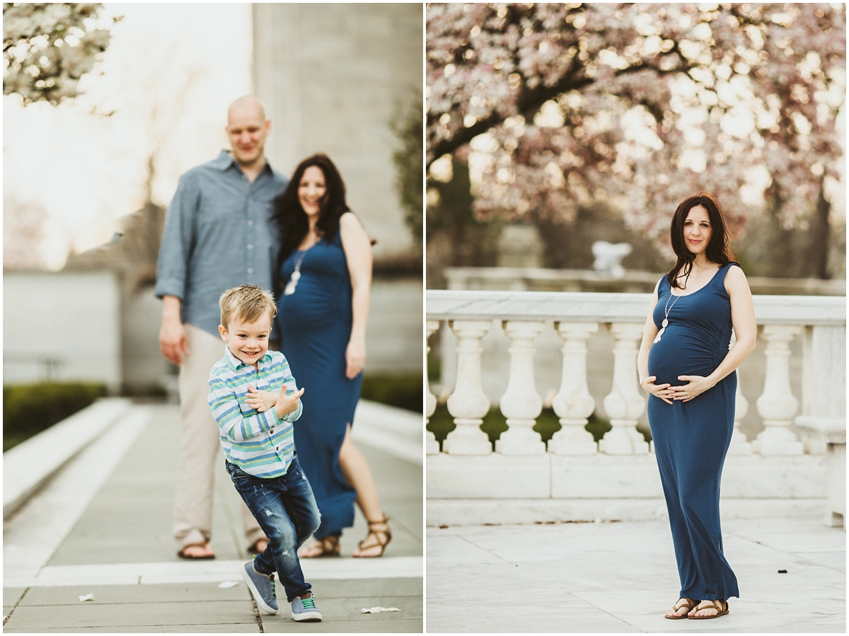 family of three at the museum dancing | cleveland, OH pregnancy photographer
