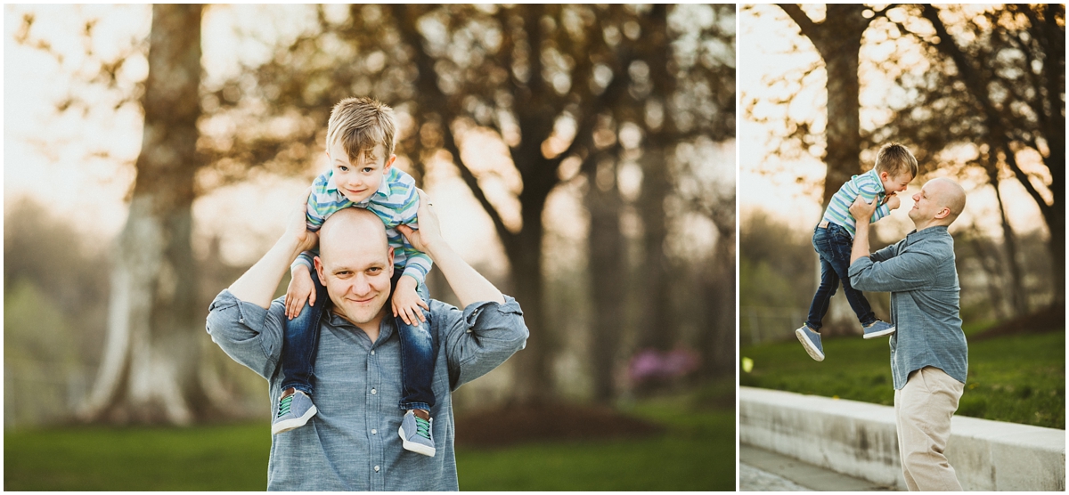 dad and preschooler son goofing around | cleveland, OH pregnancy photography