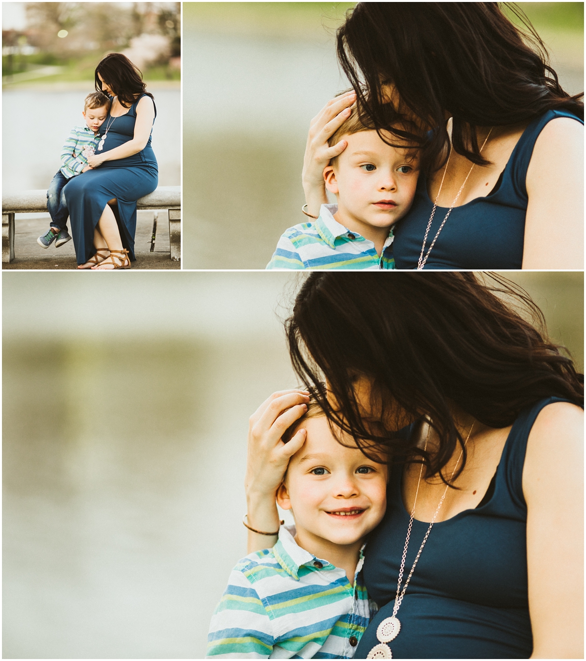 mom hugging three year old son closely | cleveland, OH maternity photographer