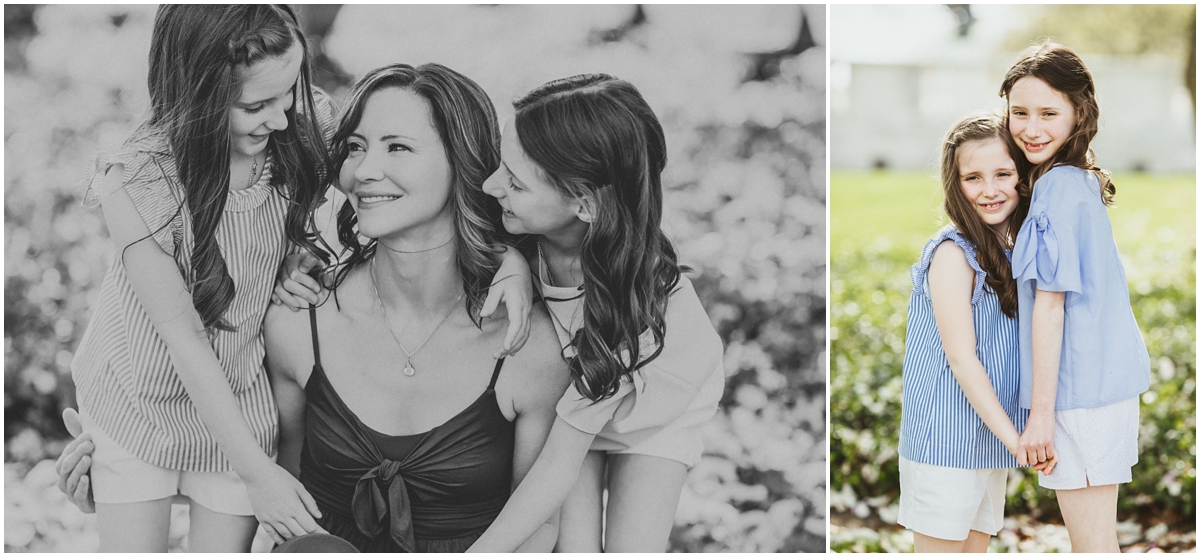mom with two daughters dressed in blue | cleveland, family photographer