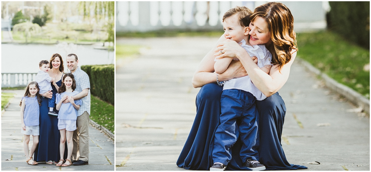 mom and baby son cuddling on sidewalk | cleveland, oh family photos