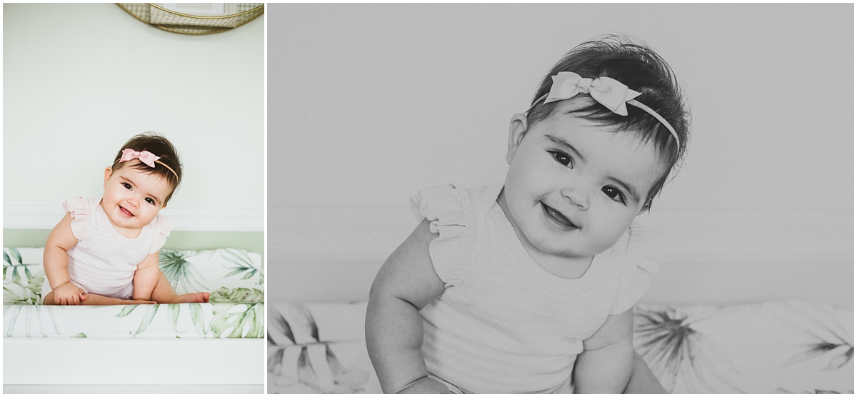 infant girl grabbing feet milestone | cleveland, OH baby photographer
