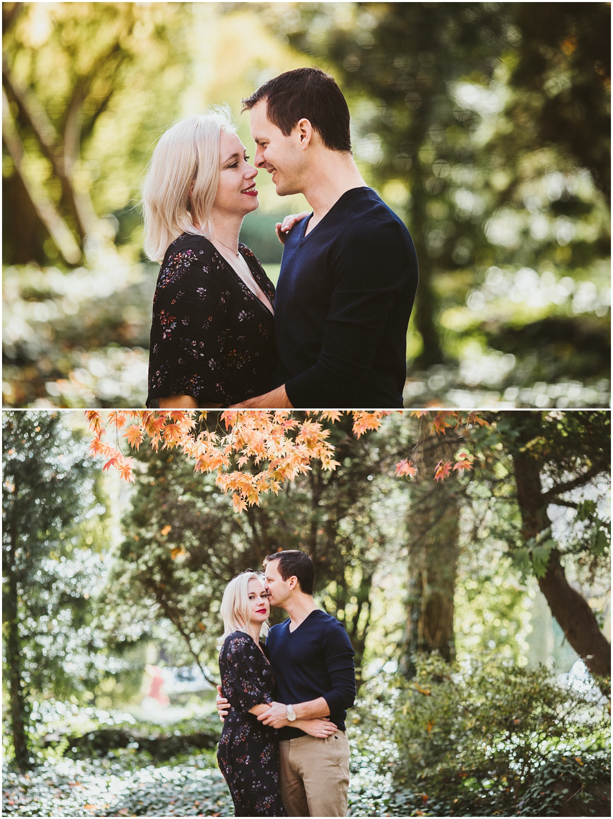 parents hugging in park during fall season | cleveland, OH family photographer
