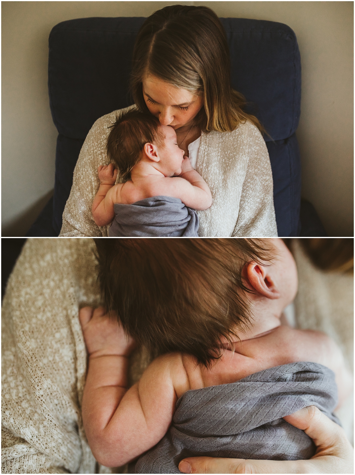 mother and her baby son on chair | cleveland, OH newborn photographer