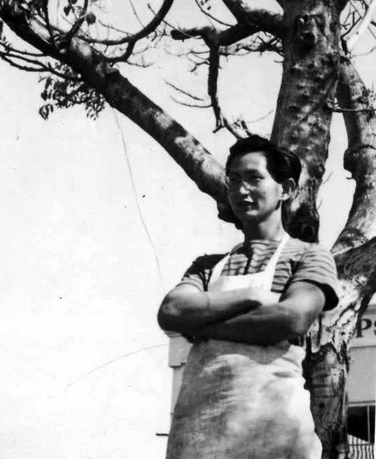 Harry as a greengrocer in Los Angeles, 1938.