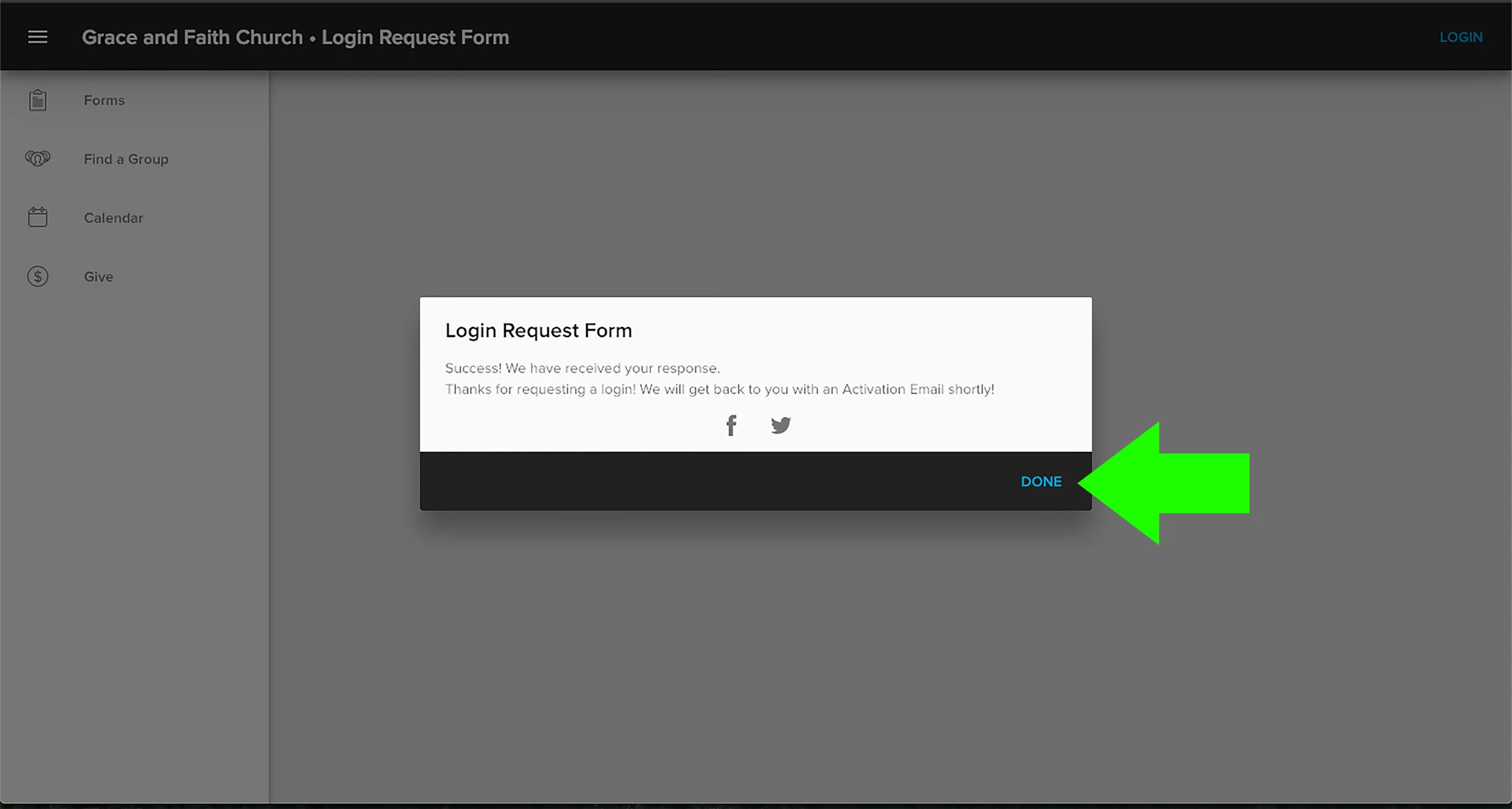 4. You’ll see a “Success!” message. Click “DONE”