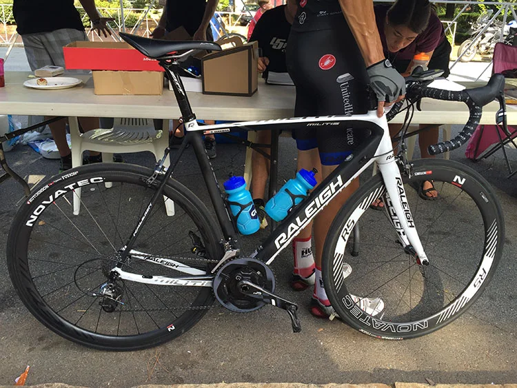 Raleigh with SRAM Force - thick front fork.