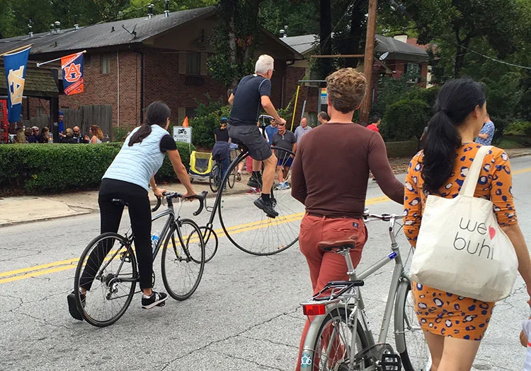 Never seen a high wheel bike before, but why not?!