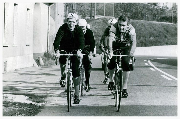 UGH I'D LOVE TO BE ON THIS CHILL TRAINING RIDE WITH Jacques Anquetil, Raymond Poulidor and Eddy Merckx. The conversation would be so good. "Remember that time I won the TDF? Hey, who's winning the TDF this year?"