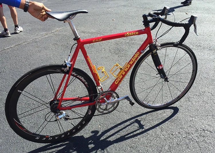 Wait, whaaaaaaa? Yup, one of the super strong Snyder Bikes Cat 3 racers was competing on a CAD1 Cannondale. No prob.