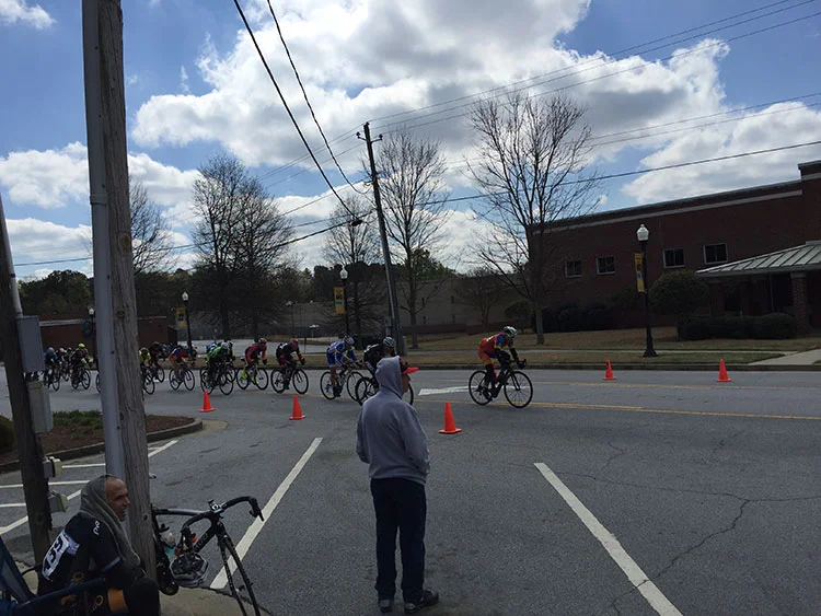 Racers coming in.