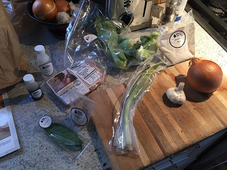 My business partner gave us a Blue Apron meal - pretty tasty.