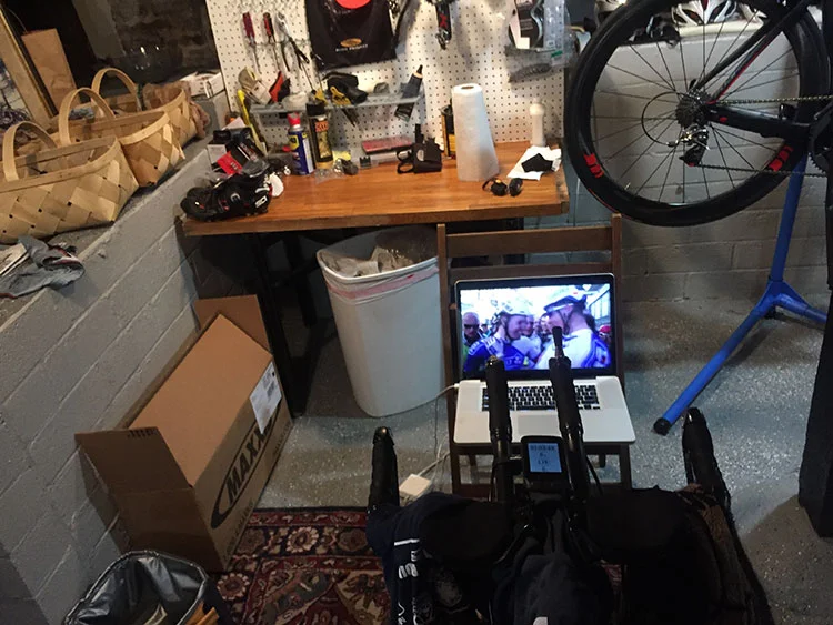 Streaming Milan - San Remo while on the trainer.