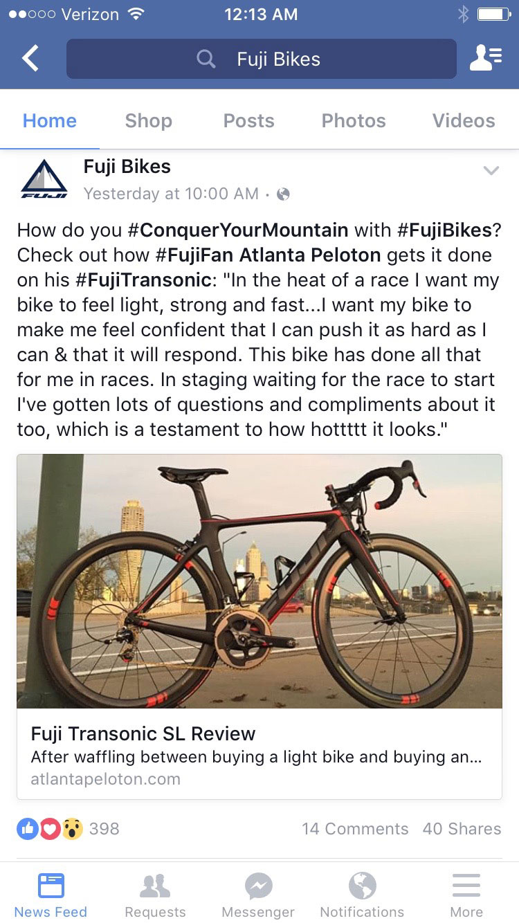 Woot woot got a shout out from Fuji Bikes!