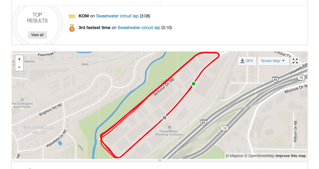 Sweetwater Training loop - excellent for intown TT training. Low traffic, no stop lights.