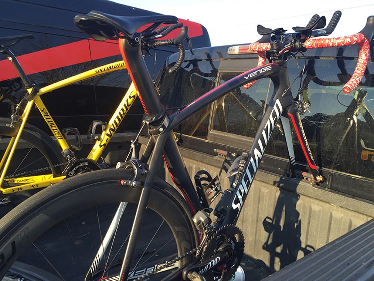 Nice Tarmacs with aero clip on bars. The omnium was overall time-based (vs. points based), so the TT was pretty important.