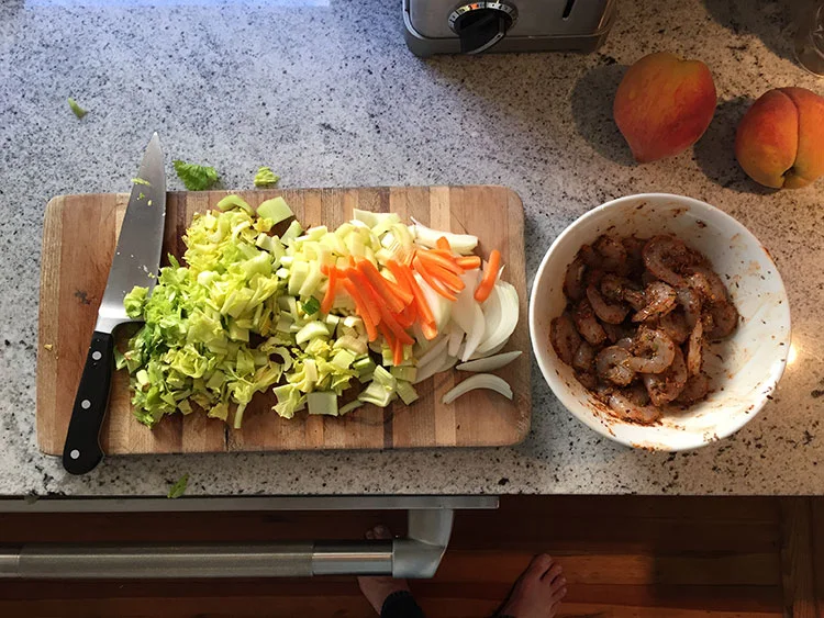 Blackened shrimp and veggies NOLA-esque stylz.