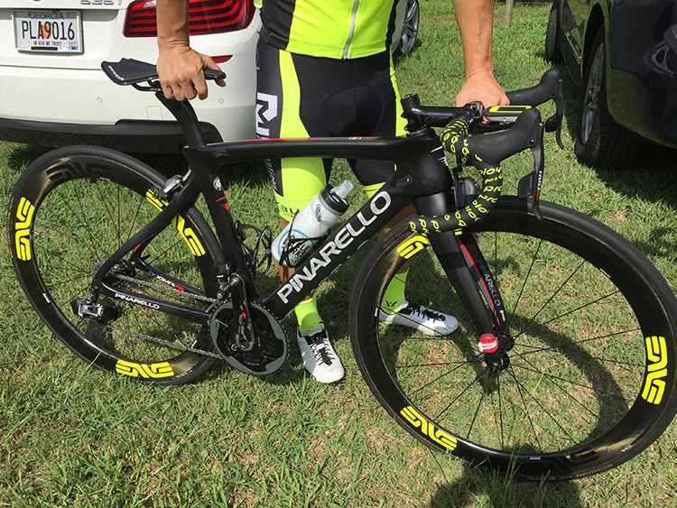 This Prima Tappa racers has his kit on point - computer, handlebar tape, wheels.