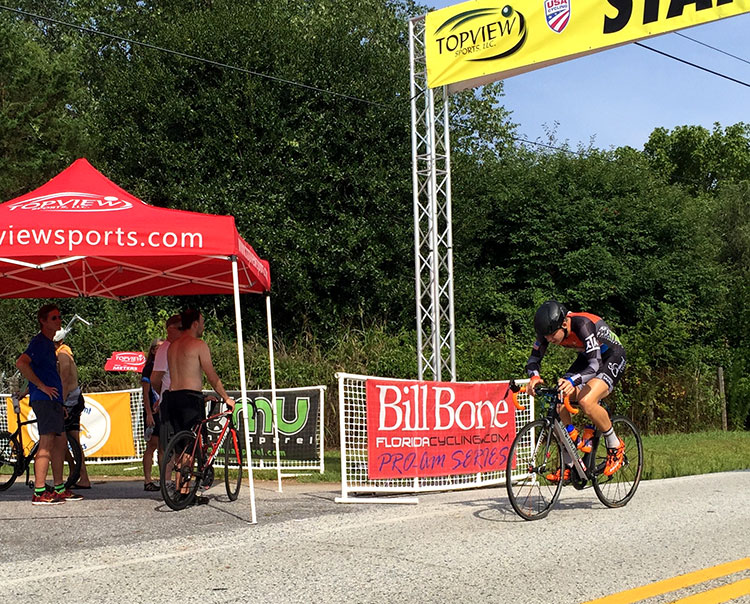 Stopping the Garmin at the start/finish banner and not the line. DON'T STOP IT YET THAT'S NOT THE LINE!!!!