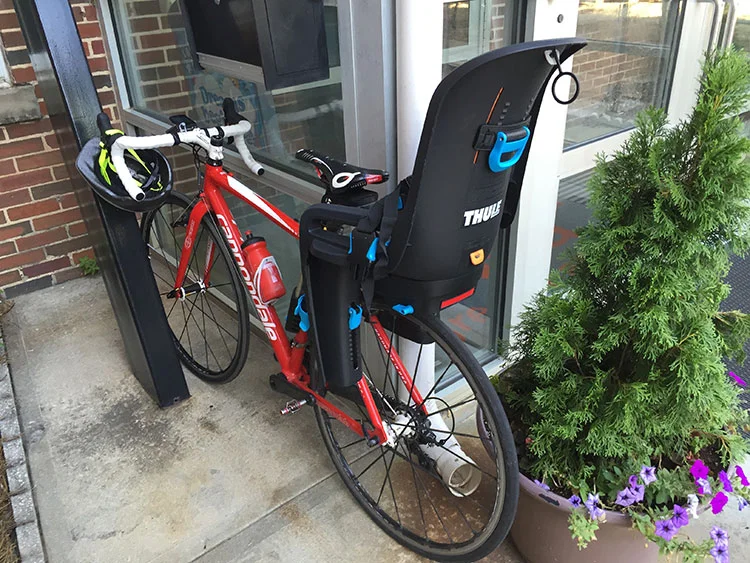 Picking up my son from daycare - bike racer stylz.