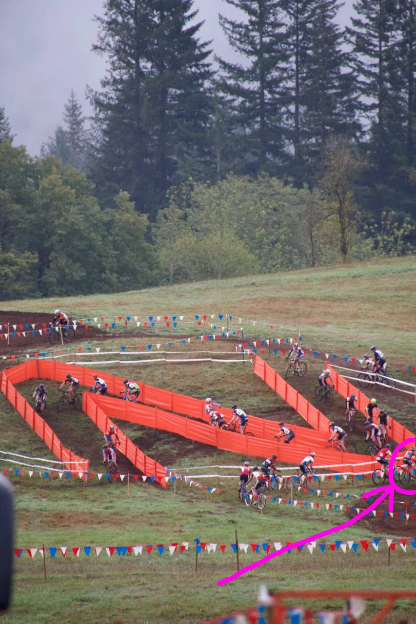 This is about half way through lap one - you can see how many racers started ahead of me, (I'm circled) and the gaps already forming.