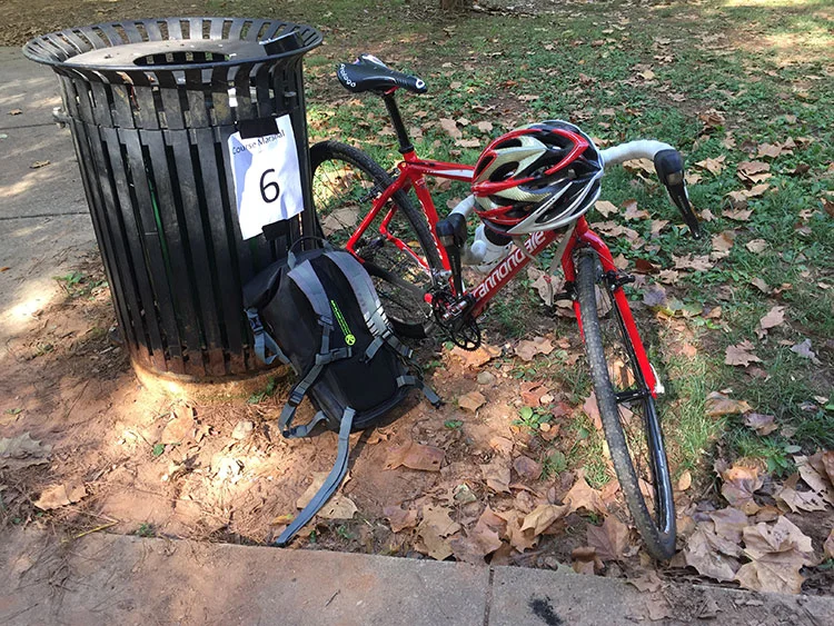 My post on the backside of the course.