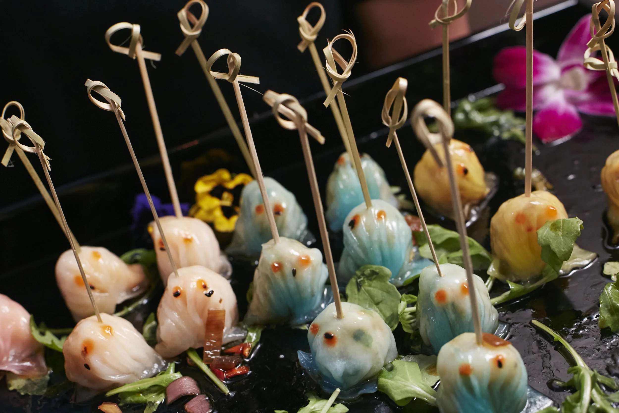 PacMan dumplings created by Red Farm for Marianne Boesky Gallary's 20 Year Anniversary Celebration. Photograph Courtesy: Scott Rudd Productions. Inc.