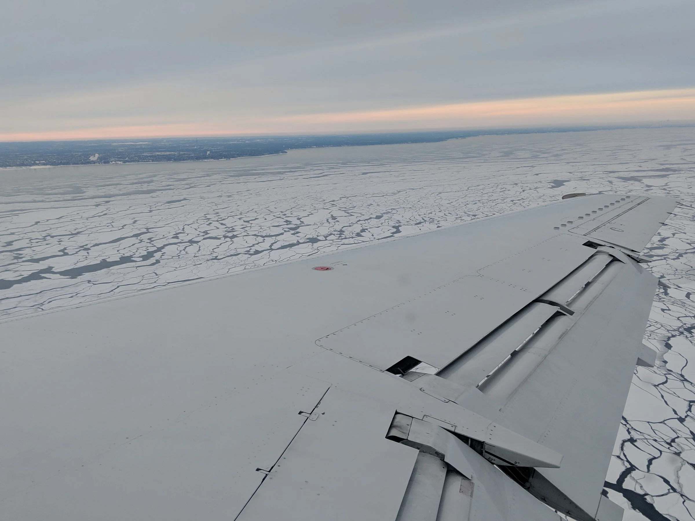 The frozen tundra…I mean, frozen over Lake Michigan, as seen on my flight home on 1/30/19.