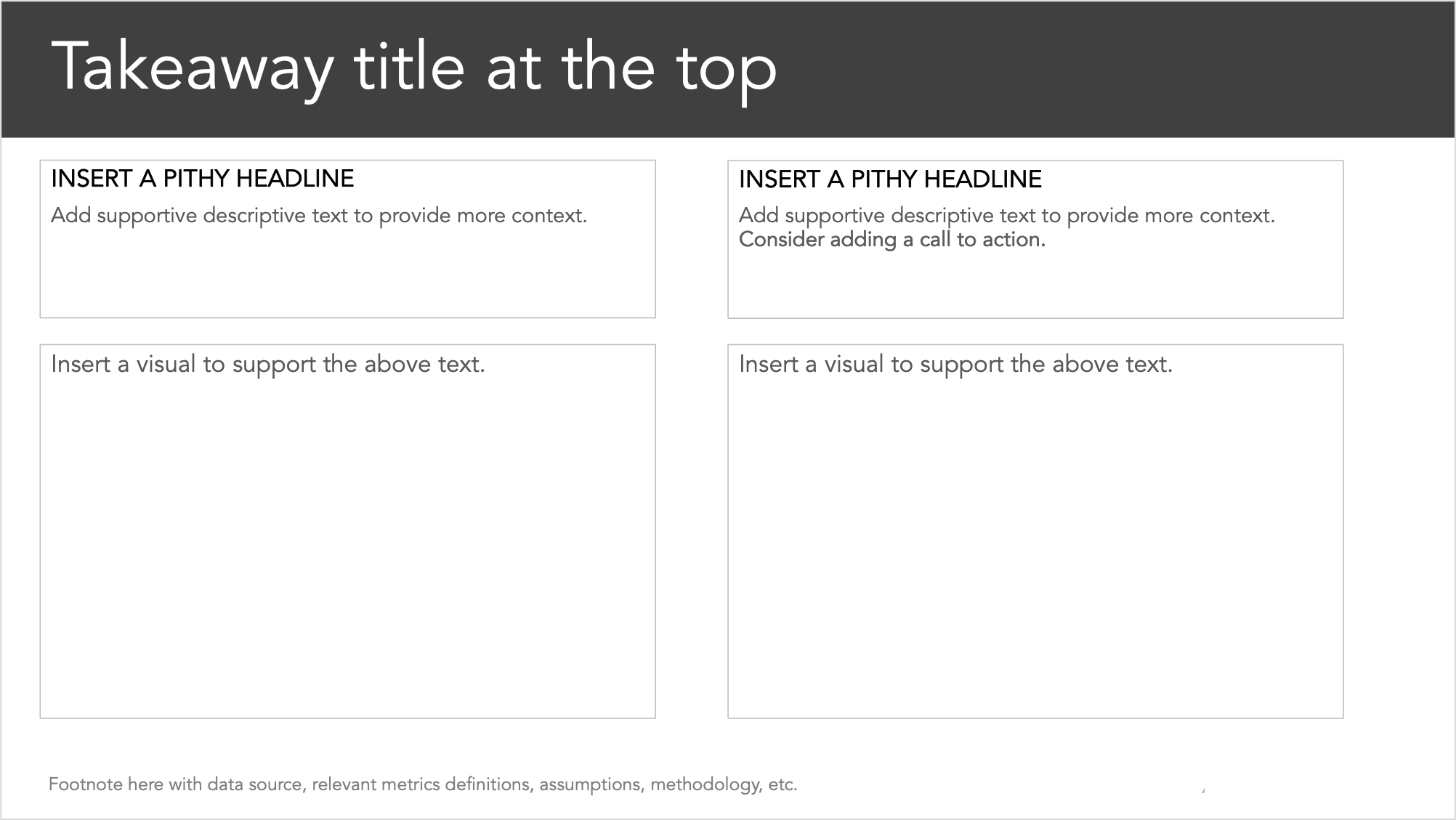 Side-by-side executive summary slide