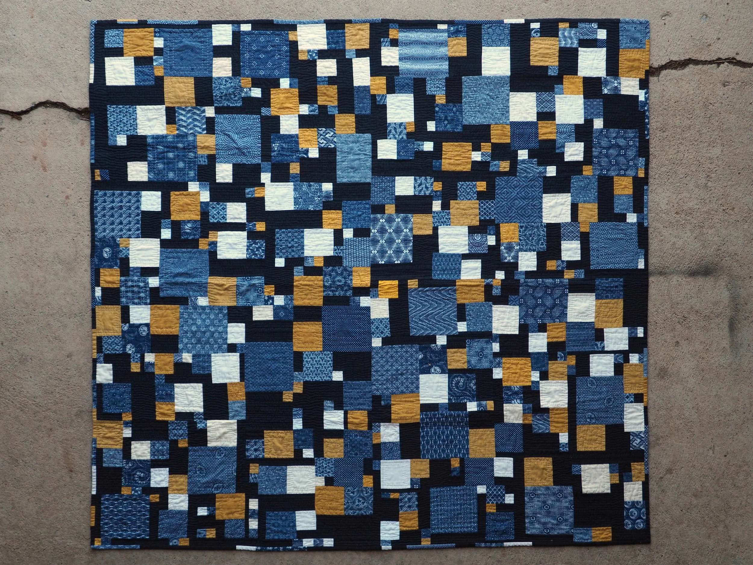 Quilt no. 017: Redux. 2016. Various cottons and cotton blends. 53.5″ x 55.