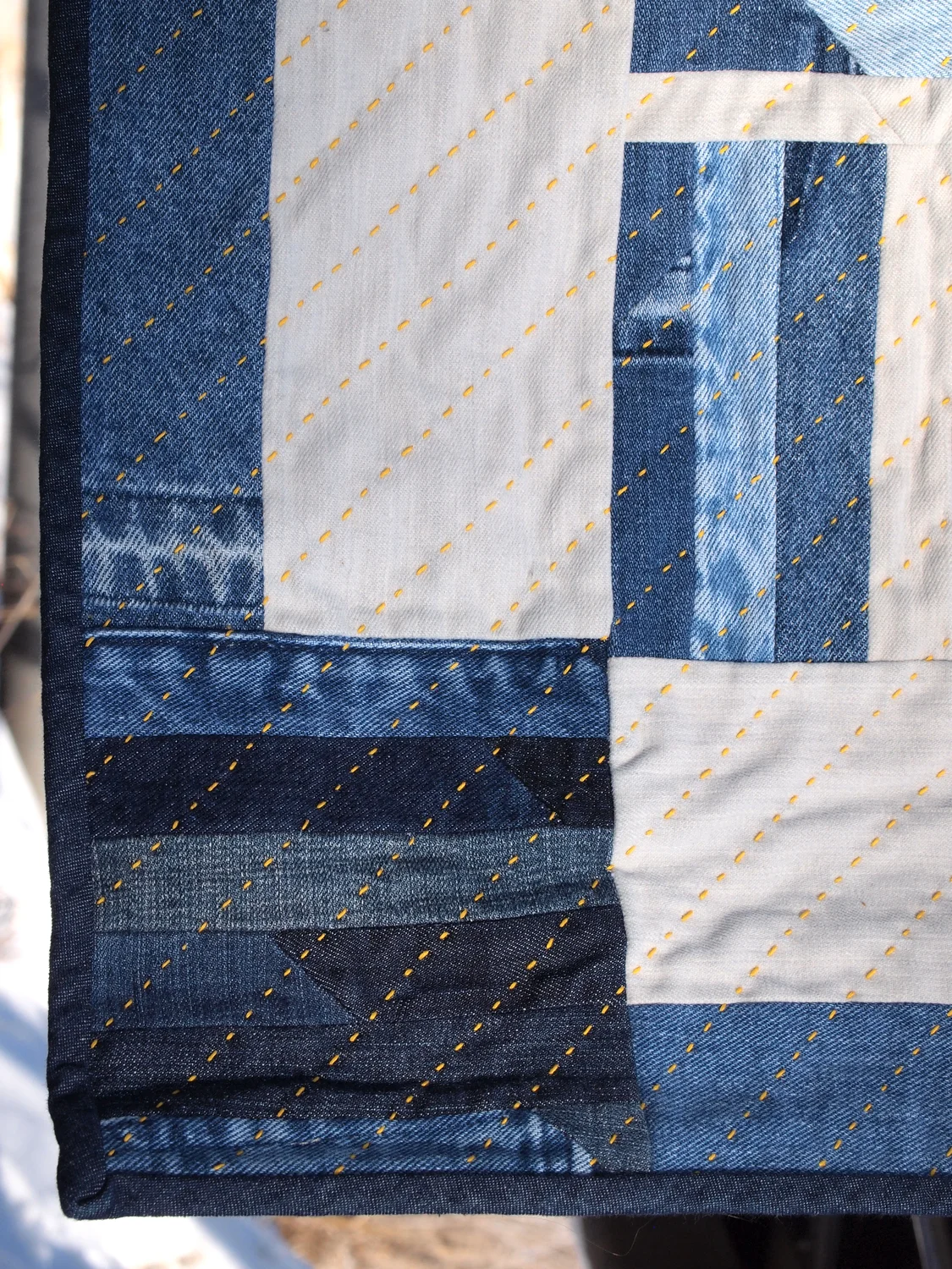 Quilt no. 014: Denim Scrap Corner Details