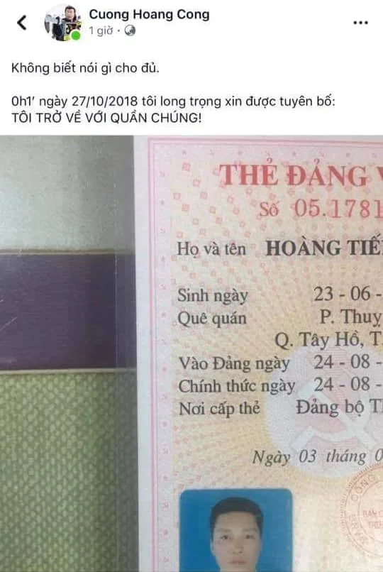 Kỹ Sư Hoàng Tiến Cường. Nguồn FB Đinh Văn Hải.