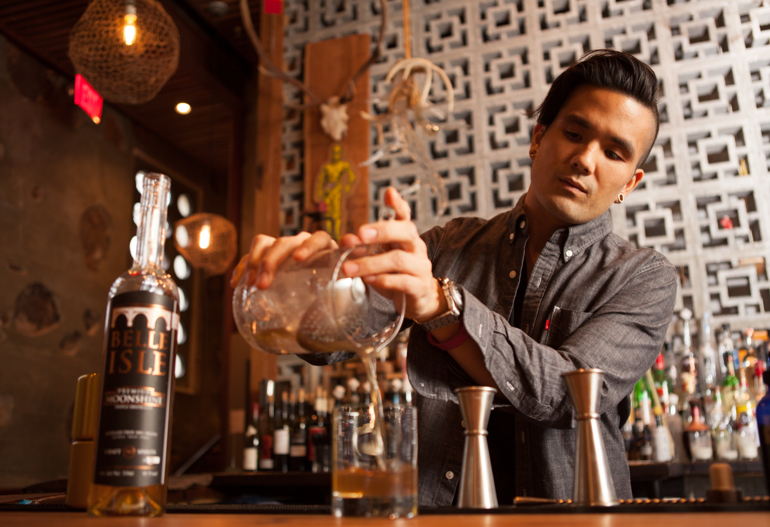 Preparing the Sherry Cask Old Fashioned