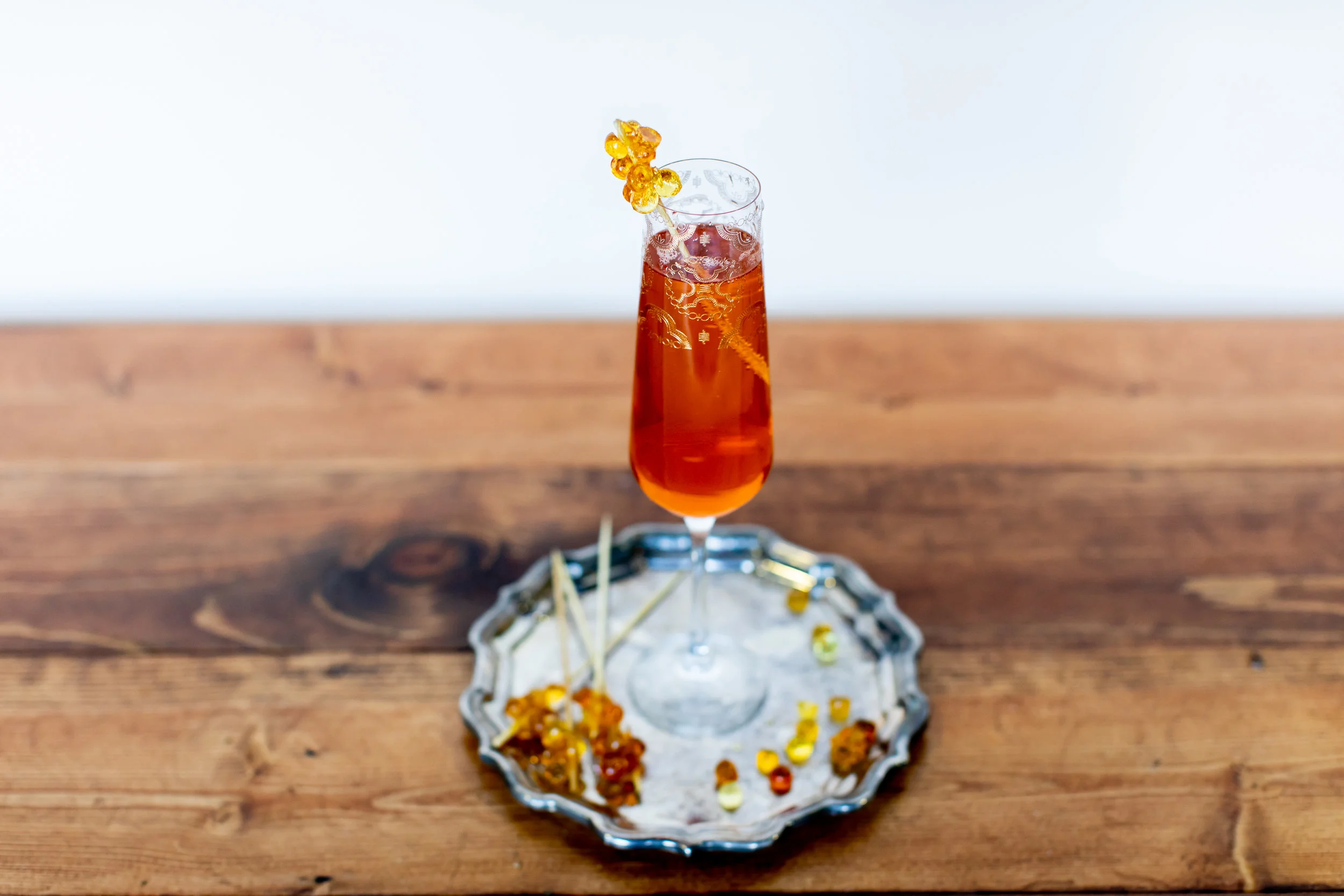 This Champagne Hunni is the perfect match for your annoyingly fancy cousin. All photos by Kate Magee . All cocktail garnishes by Dress the Drink.