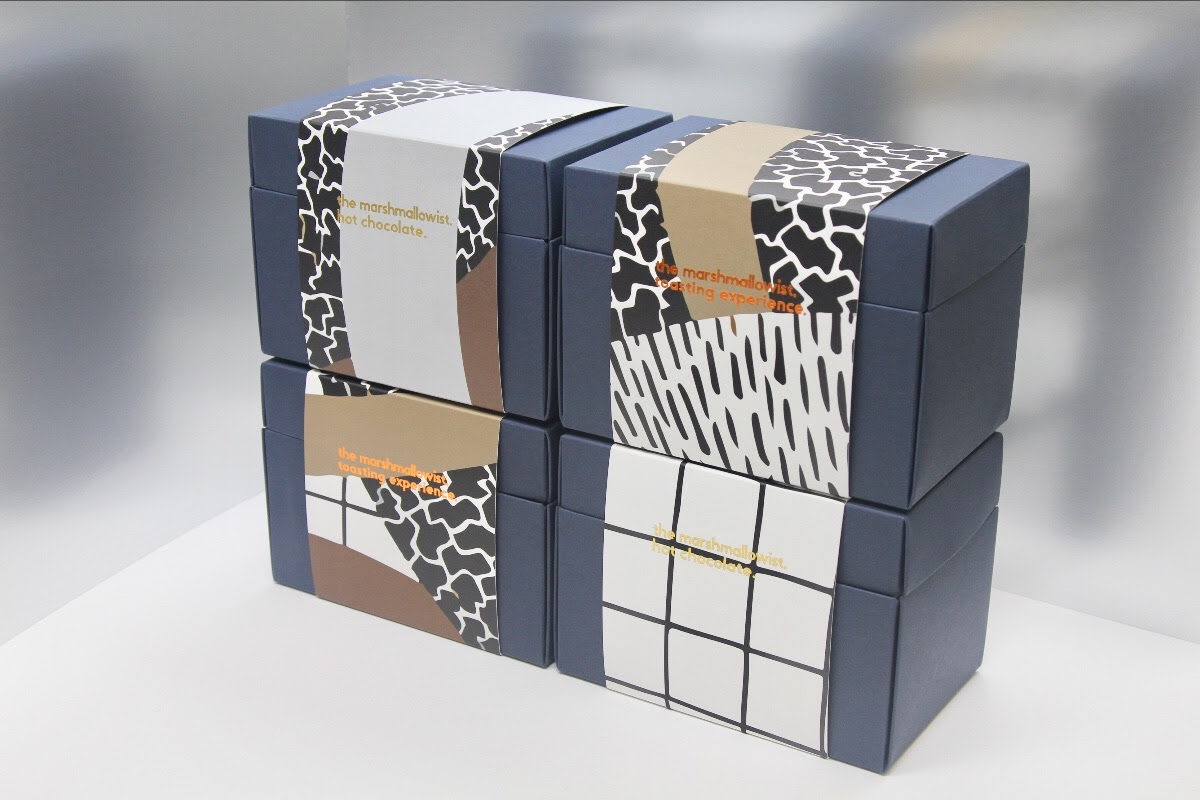  Collaboration with The Marshmallowist to create a limited edition series of one-of a kind boxes.   Using the great #hpmosaic they’ve created thousands of one- of a kind gift boxes- from one on my painting, so no two boxes will ever be the same.  Pri