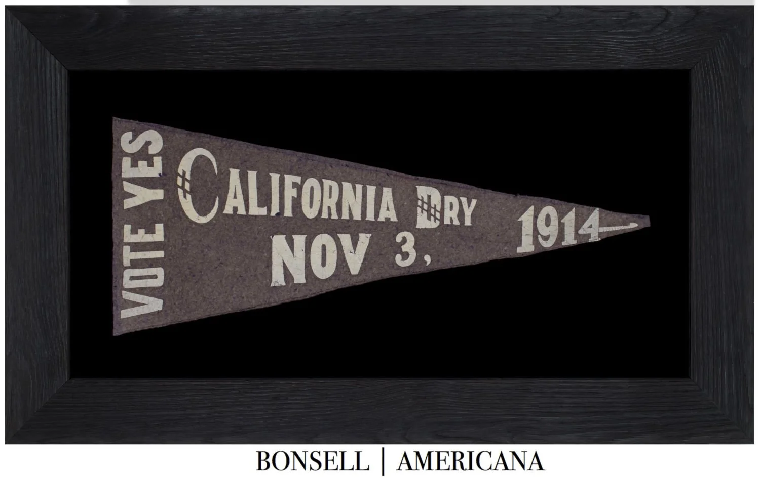 Exceptional California Dry Movement Pennant | The Only Example We Have Encountered | Circa 1914