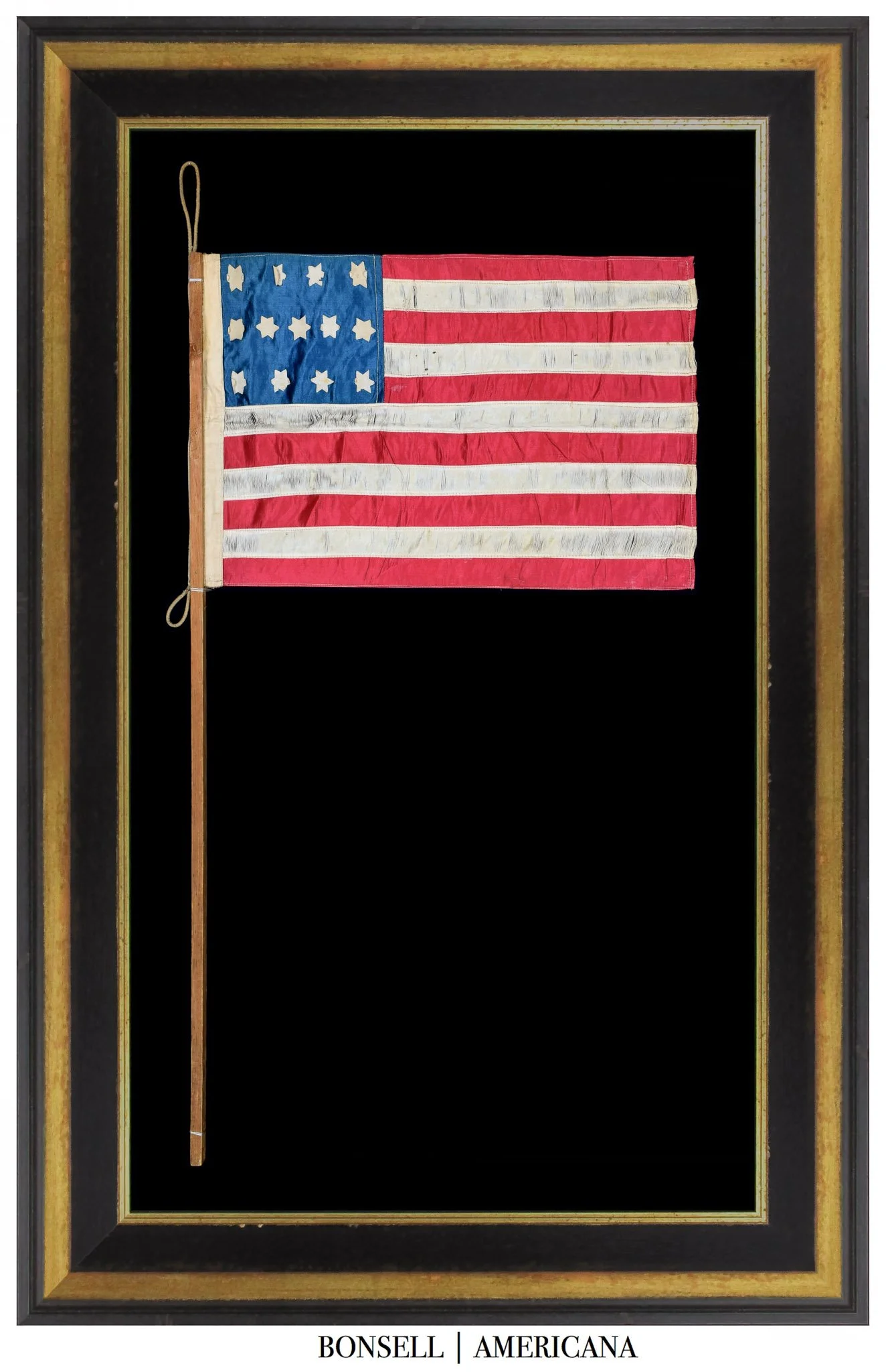Outstanding 13 Star Antique Parade Flag with a Rare 4-5-4 Star Pattern and 11 Stripes | Pieced-and-Sewn Construction | Circa 1876-1915