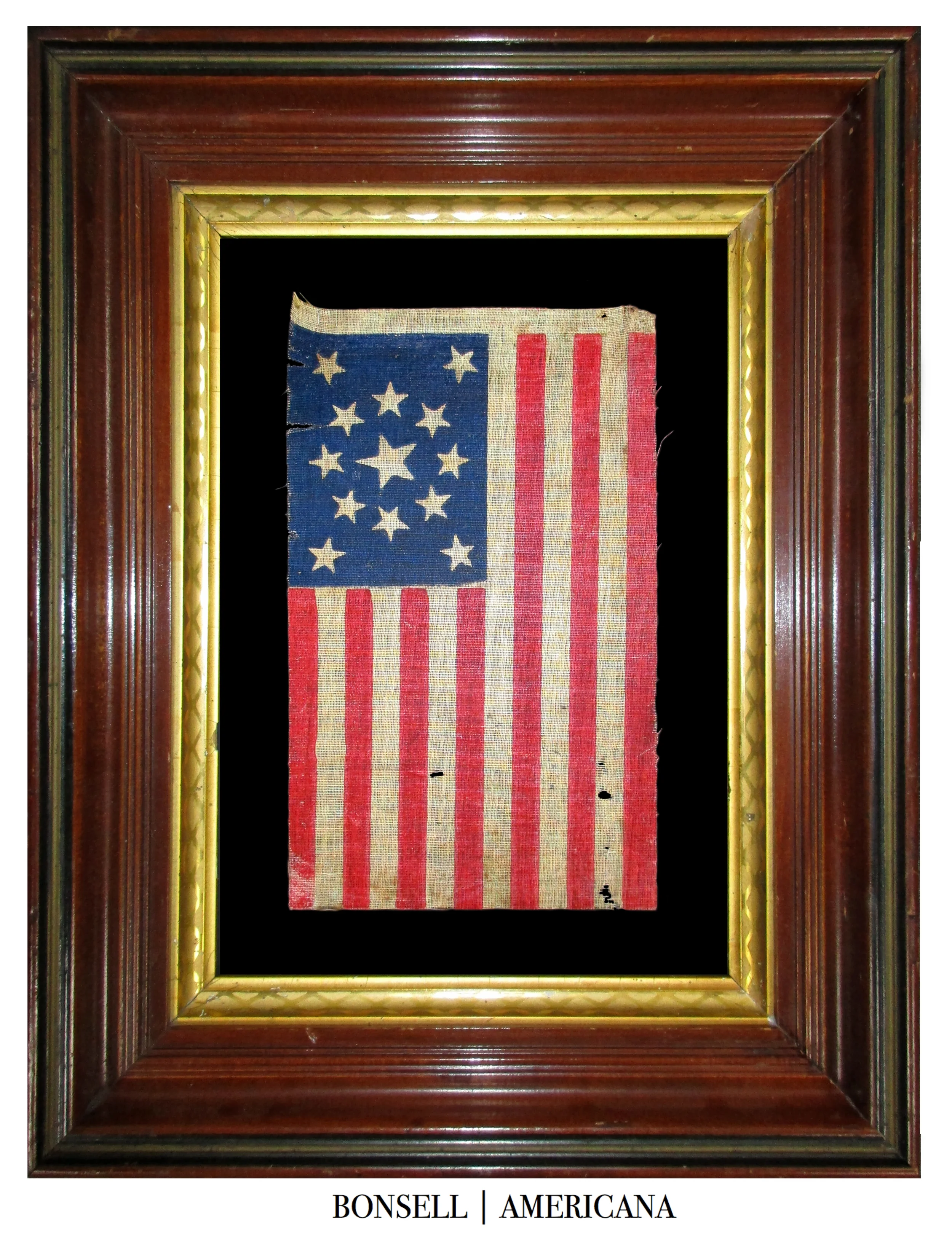 13 Star Antique Parade Flag in a Rare Large Size | Circa 1876 - BONSELL | AMERICANA 