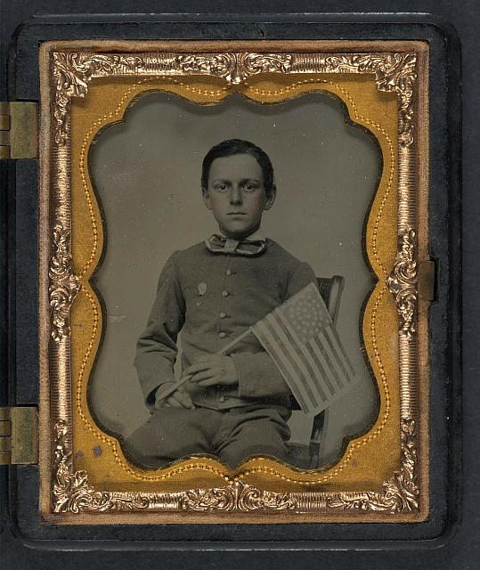 Boy Holding 34 Star Flag | Circa 1861-1865