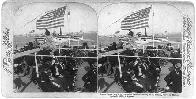 The Upper Deck of an Excursion Steamer Dewey Naval Parade, New York Harbor | Circa 1899