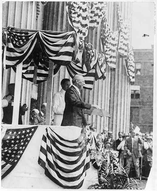 President Woodrow Wilson Speaking Outside of the Treasury Department on Flag Day | Circa 1915