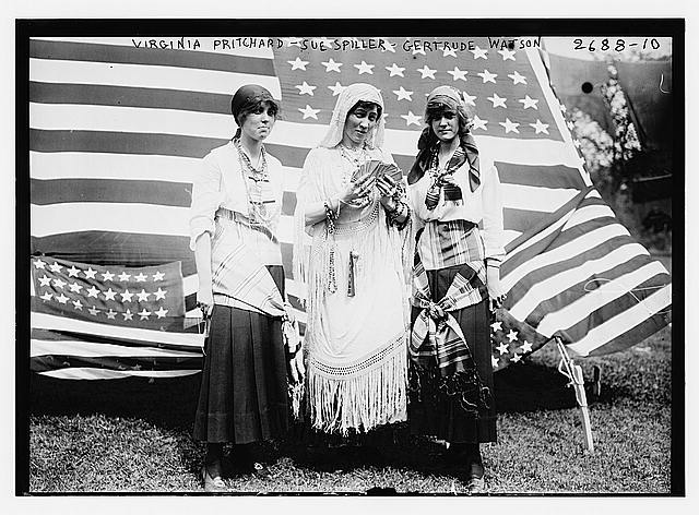 Three Women Dressed as Fortune-Telling Gypsies with American Flags | Circa 1917