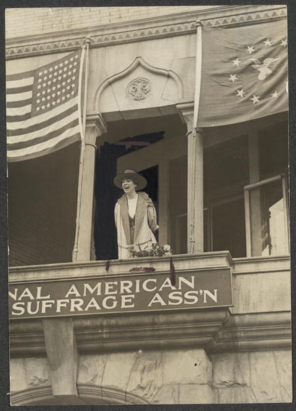 Miss Jeannette Rankin, of Montanan, Speaking From the Balcony of the National American Woman Suffrage Association | Circa 1917