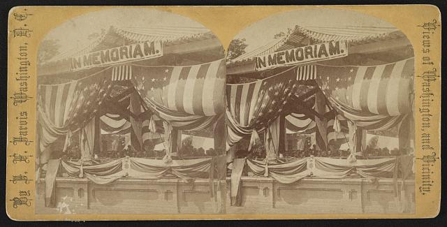 President Grant and General John Logan Seated at a Flag-Draped Reviewing Stand | Circa 1868