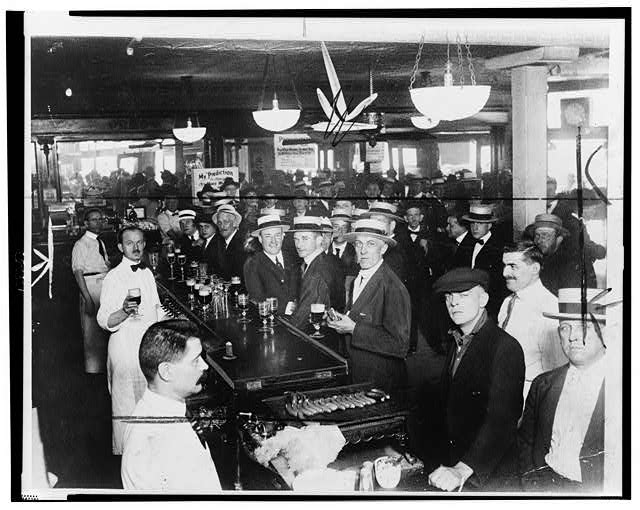 Crowded Bar Moments Before Midnight, June 30, 1919, When Wartime Prohibition Went into Effect in New York City | Circa 1919