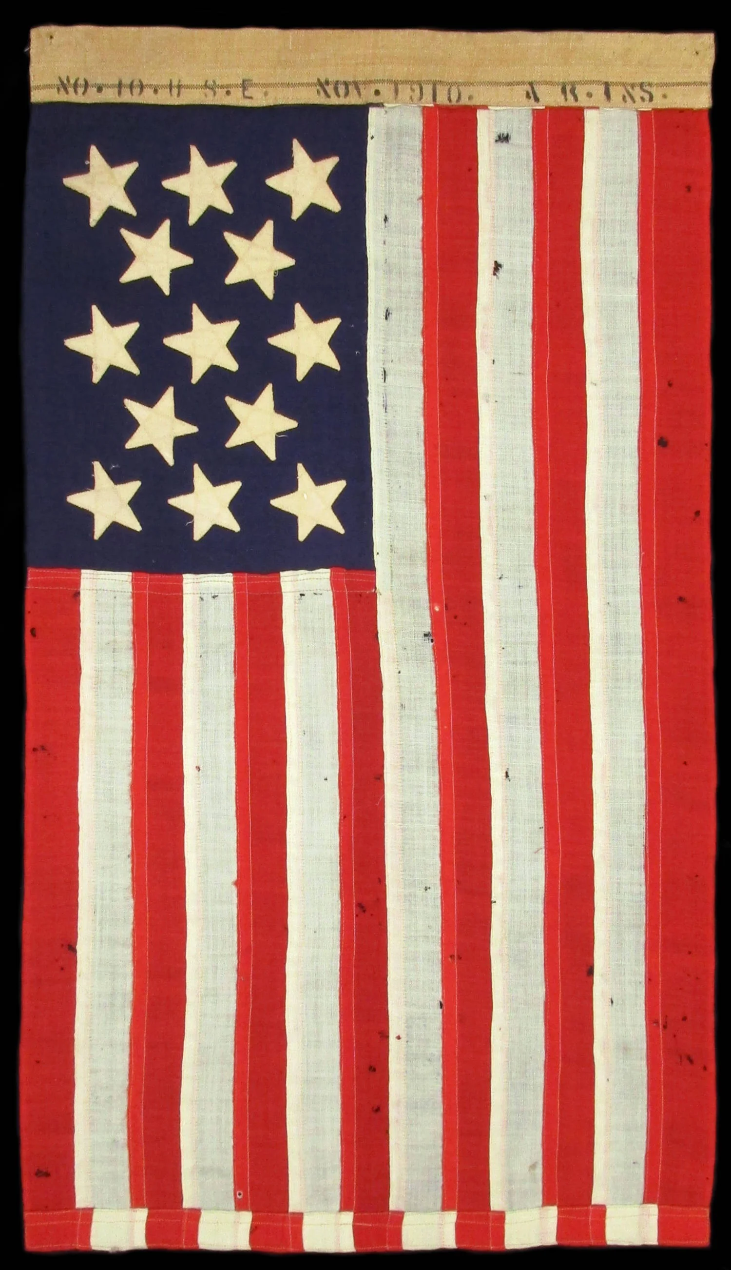 Close-up of 13 Star Antique Navy Ensign 