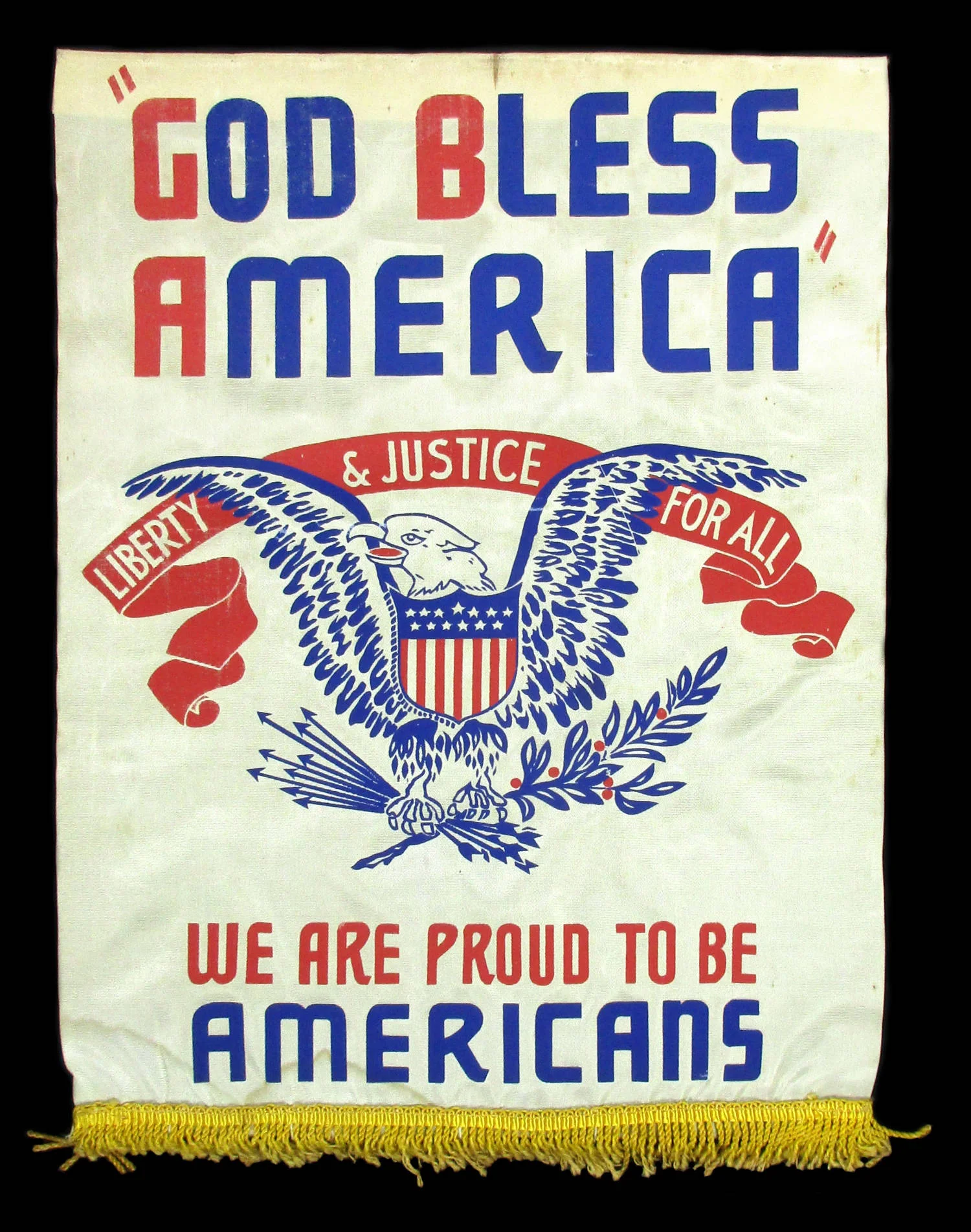 Close-up of Antique God Bless America Banner 