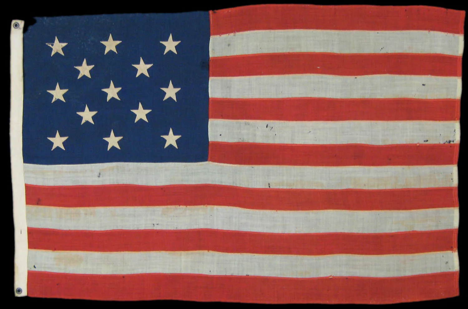 Close-up of 13 Star Antique Flag with 3-2-3-2-3 Star Pattern | Circa 1895-1920
