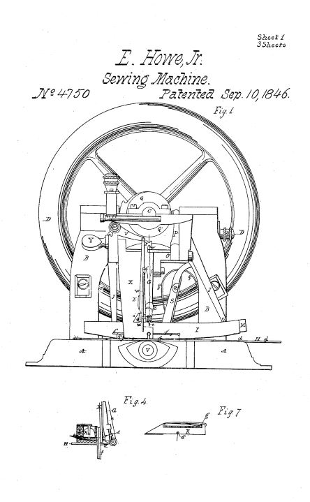 US4,750 | Improvement in Sewing Machines | Circa 1846