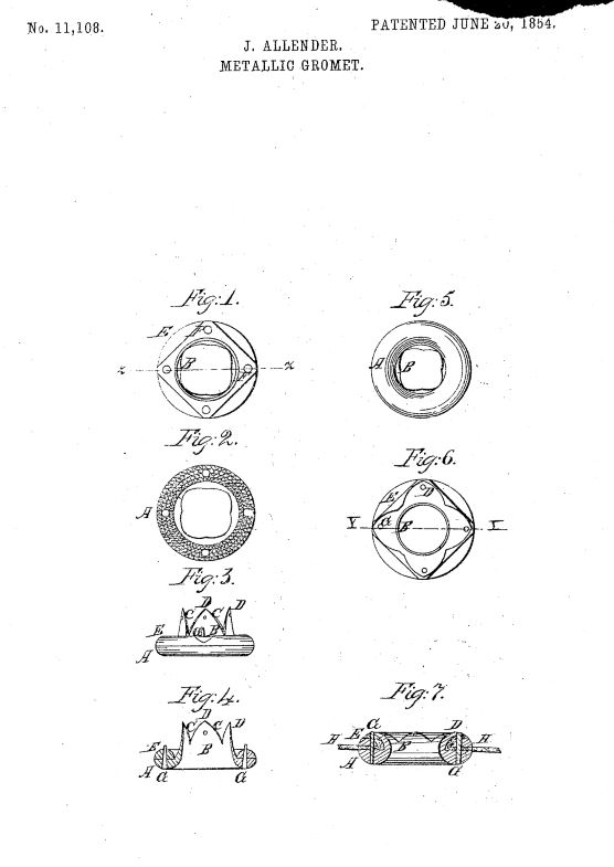 US11,108 | Metallic Grommet | Circa 1854